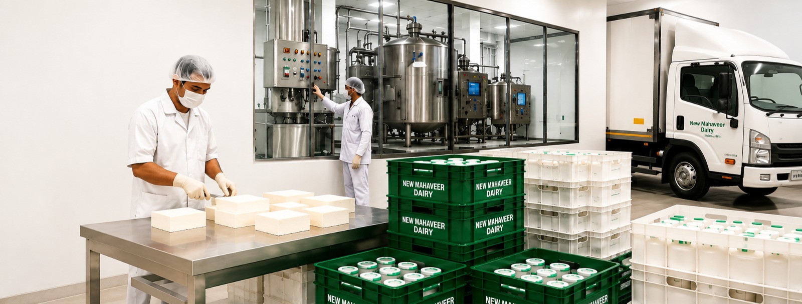 Inside the New Mahaveer Dairy processing facility