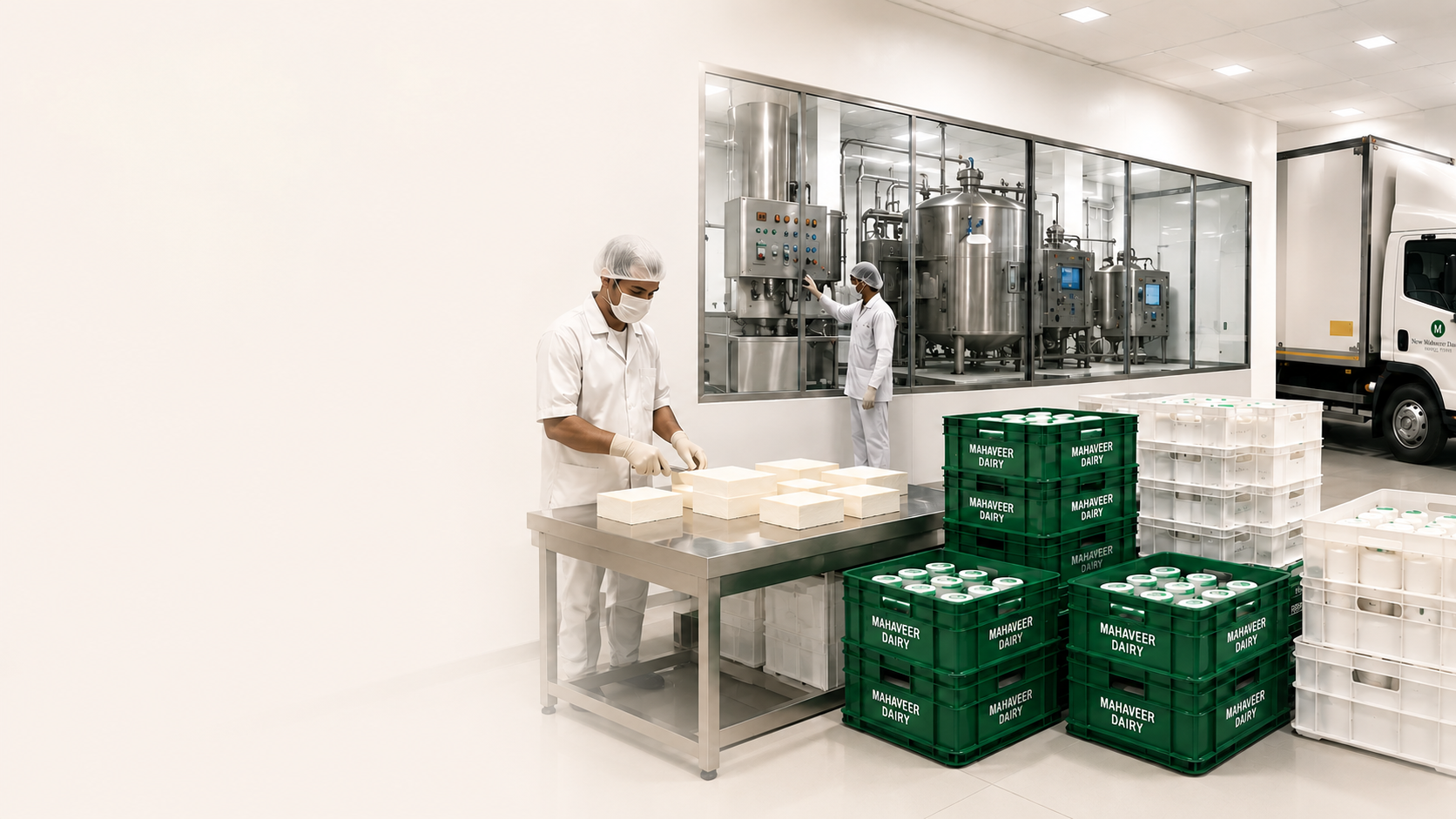 Inside the New Mahaveer Dairy processing facility